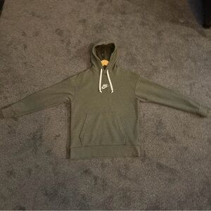 Nike Olive Hoodie with White Drawcords and Chest Swoosh